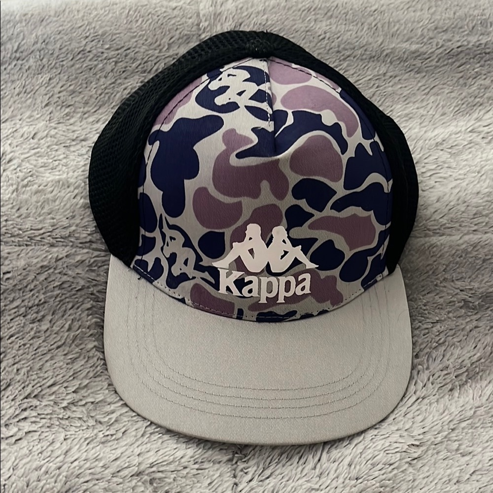 WORN ONCE Kappa Camo Men’s Cap Snap Back Baseball Trucker Hat purple grey black
